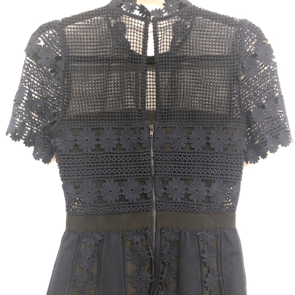 Self Portrait Navy Lace Mini Dress - Picture 5 of 11